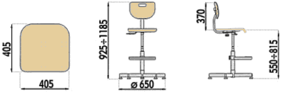 wymiary krzesła produkcyjnego WEREK z oparciem